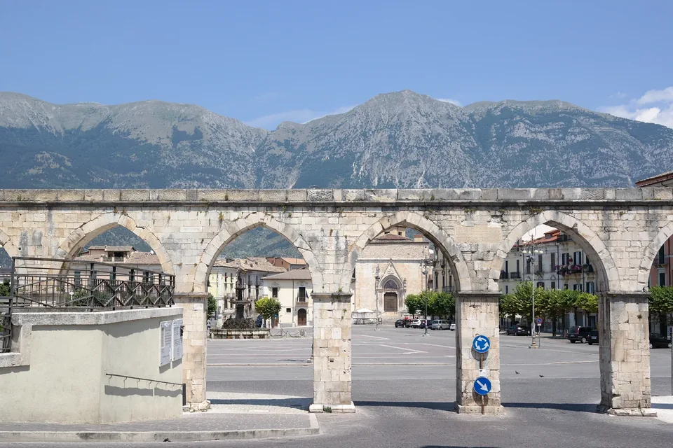 Sulmona, the medieval aqueduct in Piazza Garibaldi