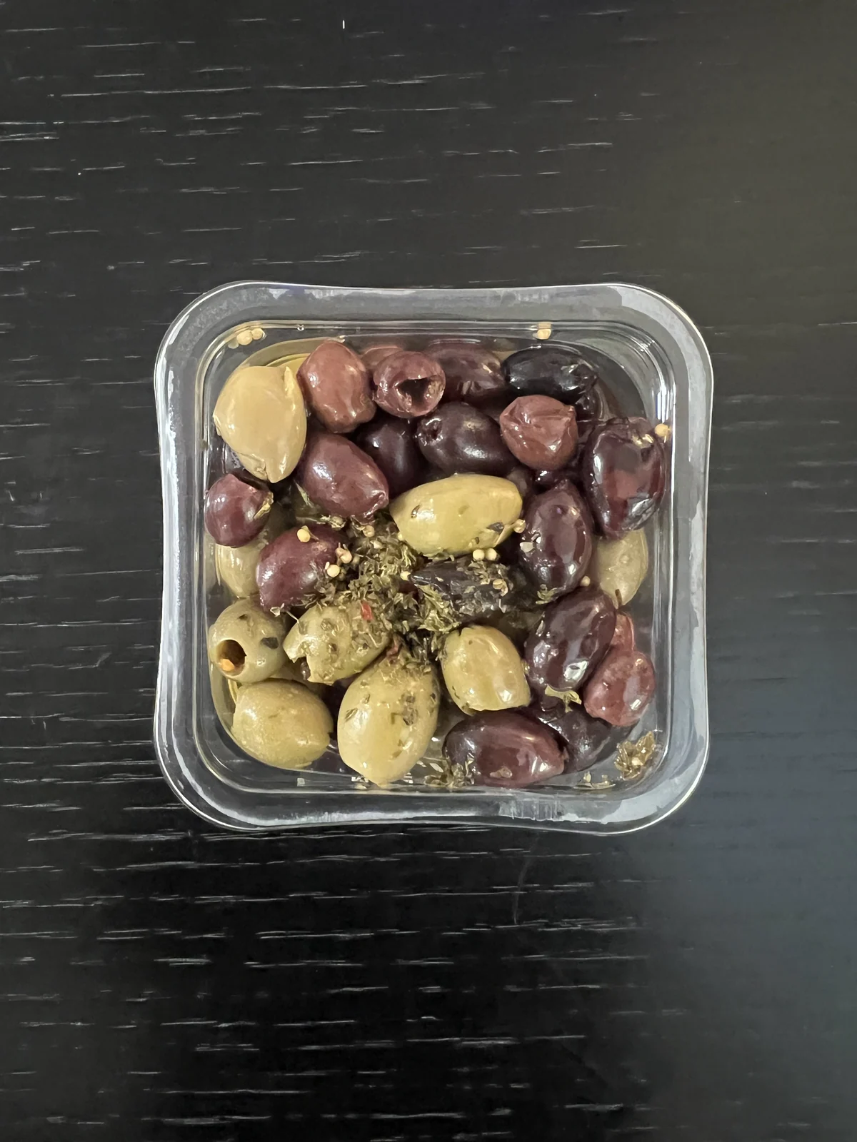 Mixed table olives, illustrative photograph
